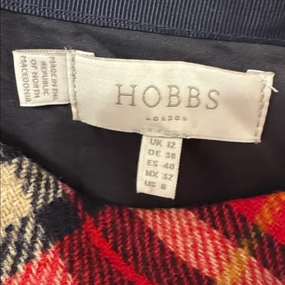 Hobbs London Plaid Red Pencil Skirt - UK 12/ US 8 - Picture 2 of 7